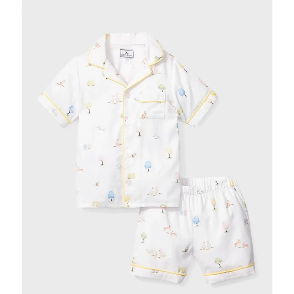 Petite Plume Kids Easter Gardens Pajama Set White Yellow SSSES112 Size 12 NEW